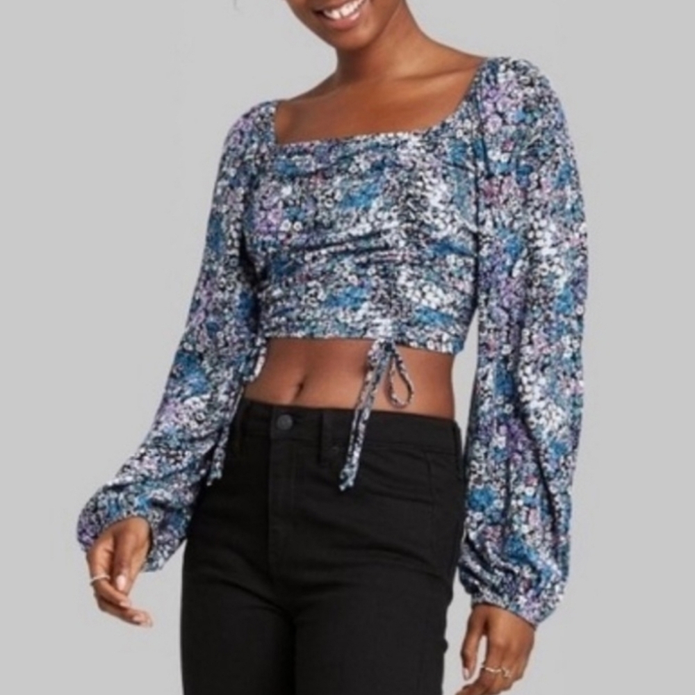 Wild Fable Floral Cinched Crop Top